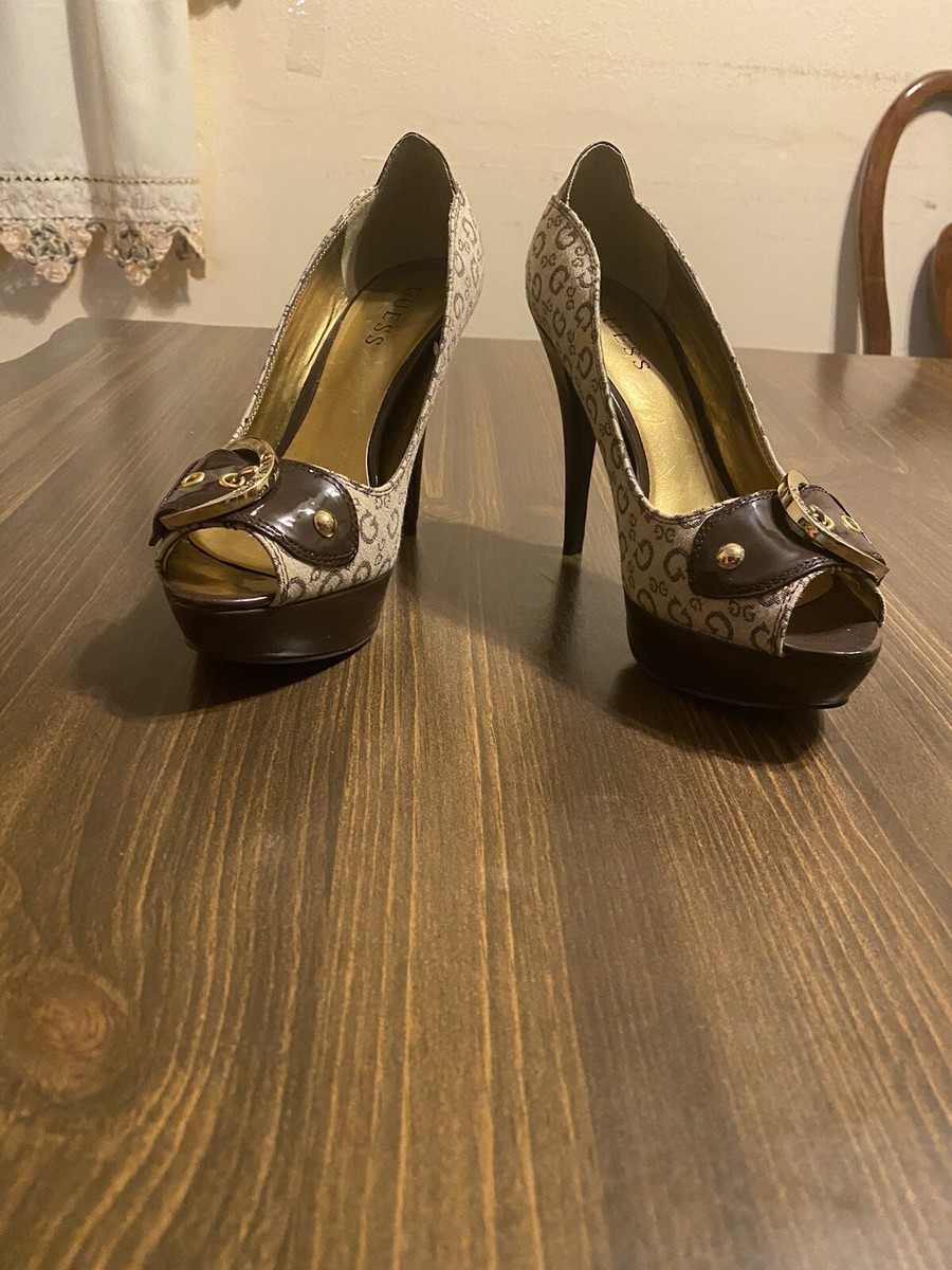 guess peep toe heels