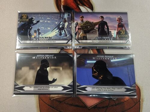 FOUR 2021 STAR WARS MASTERWORKS CHASE CARDS Lucasfilm Anniversary DARK SIDE - Picture 1 of 6