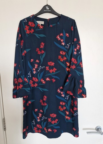 Hobbs London Size 10 Navy Floral Print Knee Length Dress
