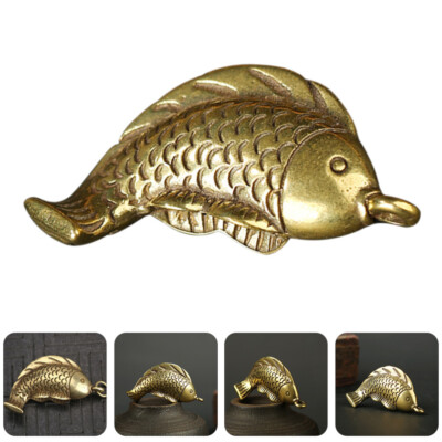 2 Pcs Brass Fish collections Key Pendant Carp Hanging Charm Keyring Ornament