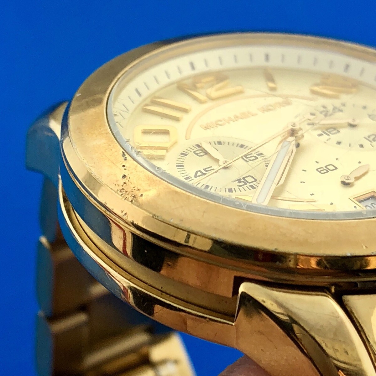 Michael Kors Unisex Chronograph Mercer Gold MK5726 Watch Extra Links & Working Lot - Michael Kors MK5726 Mercer Chronograph Gold Tone main image 3