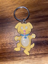 Metal Yellow Animated Dog Keychain Keyring