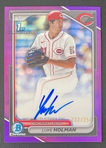 2024 Bowman Chrome Draft Luke Holman Purple Refractor 1st Auto /250 #CPA-LH Reds
