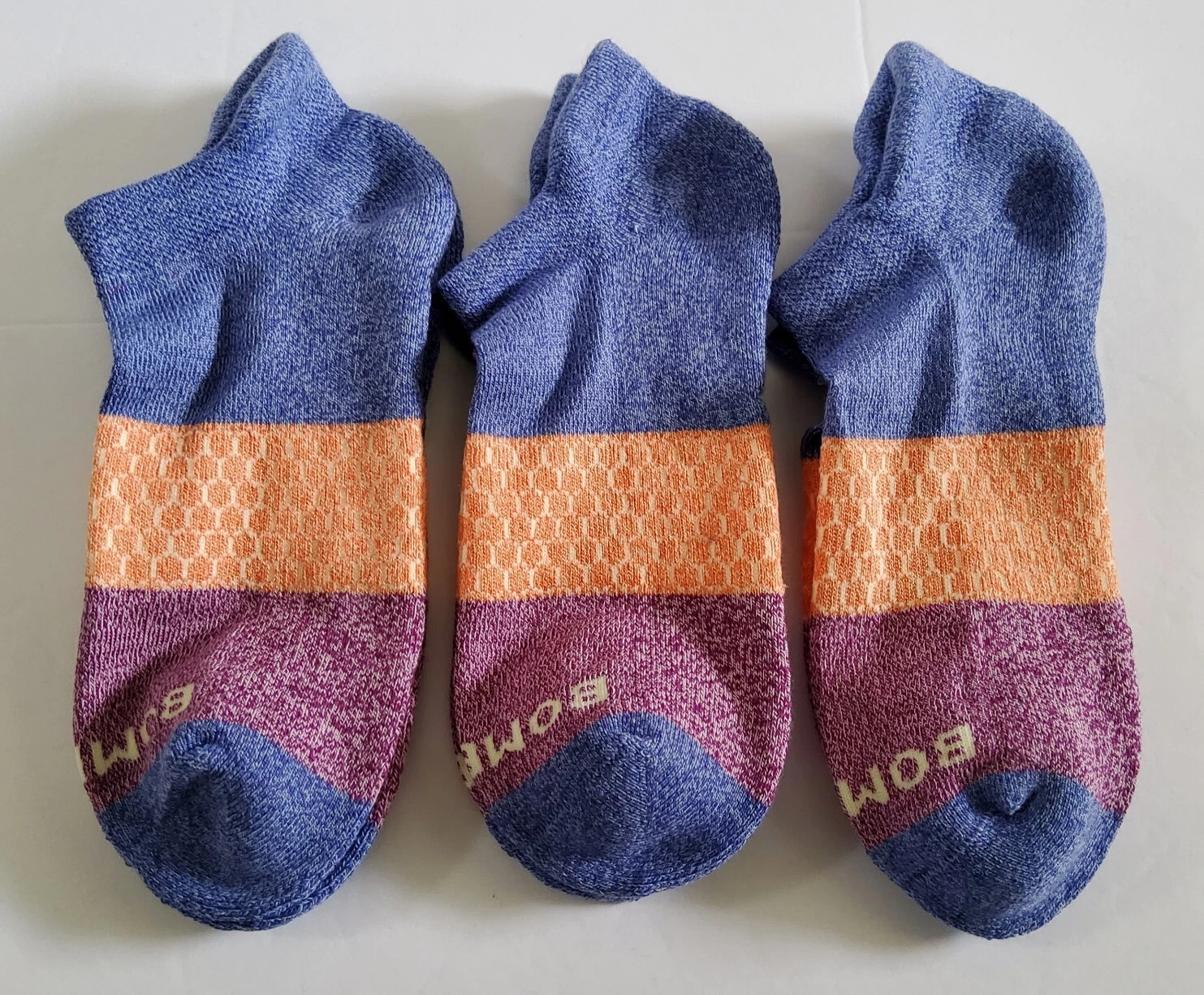Bombas Tri-Block Marled Ankle Socks Lot Of 3 Size M