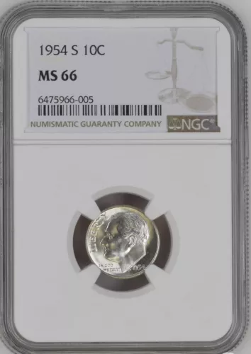 1954-S 10C Roosevelt Dime NGC MS66