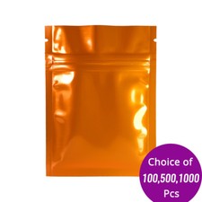 3x4in Both Sided Glossy Orange Foil Mylar Flat Zip Seal Bags Wholesale O10