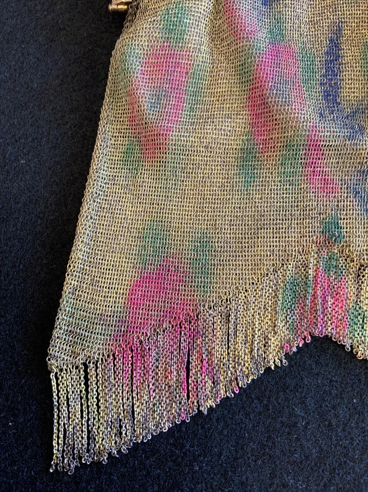 Bolso de malla antiguo firmado Whiting & Davis Art Deco con solapa Foto 2 de 4