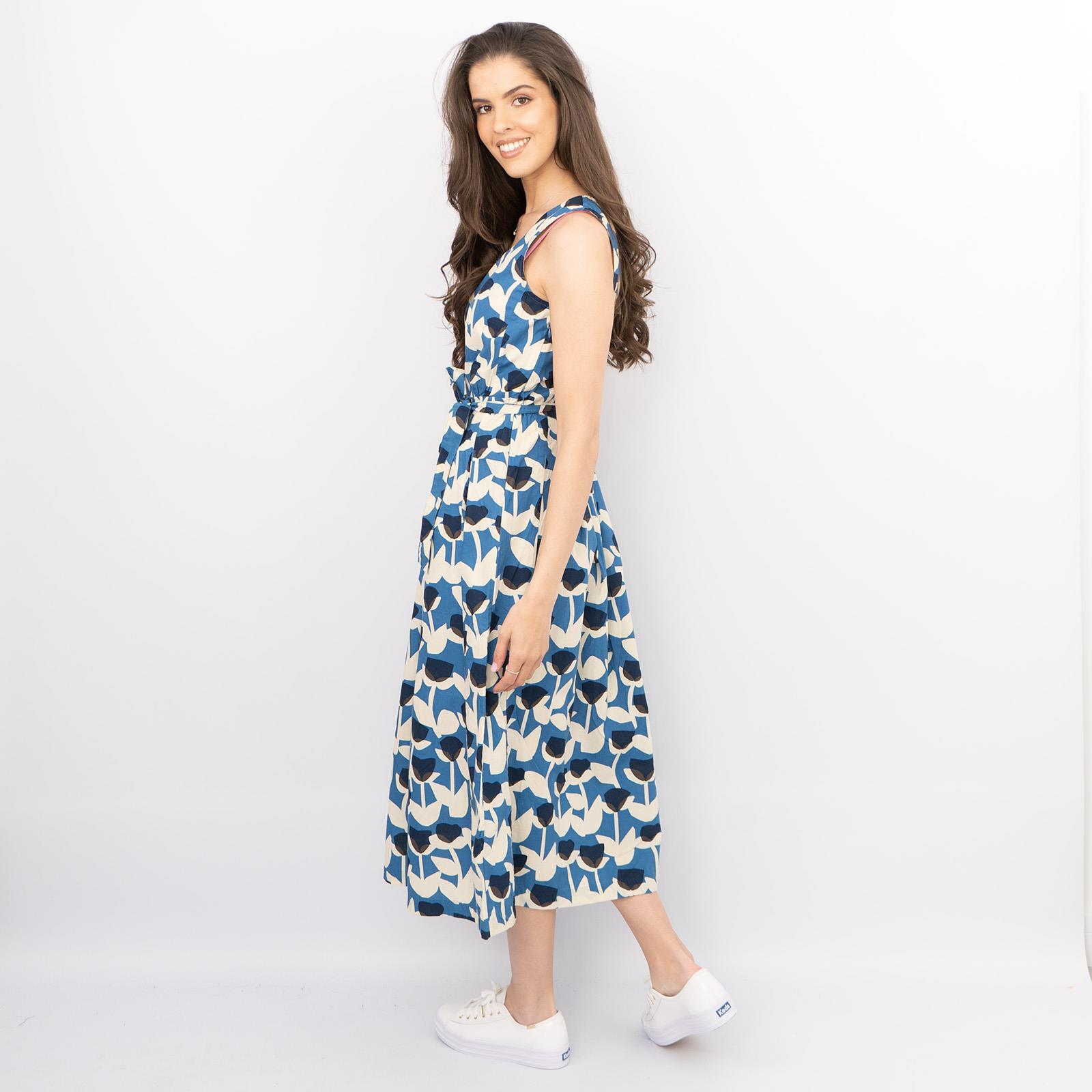 Seasalt Dress Womens Belle Blue Tulip Floral Summer Sleeveless Cotton Wedding eBay