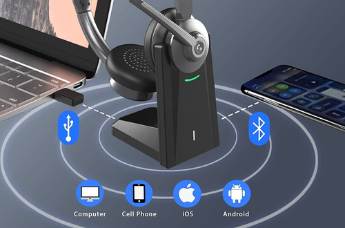 Vonztek Bluetooth Headset with Microphone Noise Canceling & Mute, Wireless Heads - Picture 4 of 5