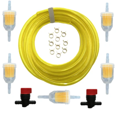 KINDZA 7 Feet 1/4 inch ID Fuel Line Hose Kit with 10 Clamps for Briggs Kawasaki Kohler