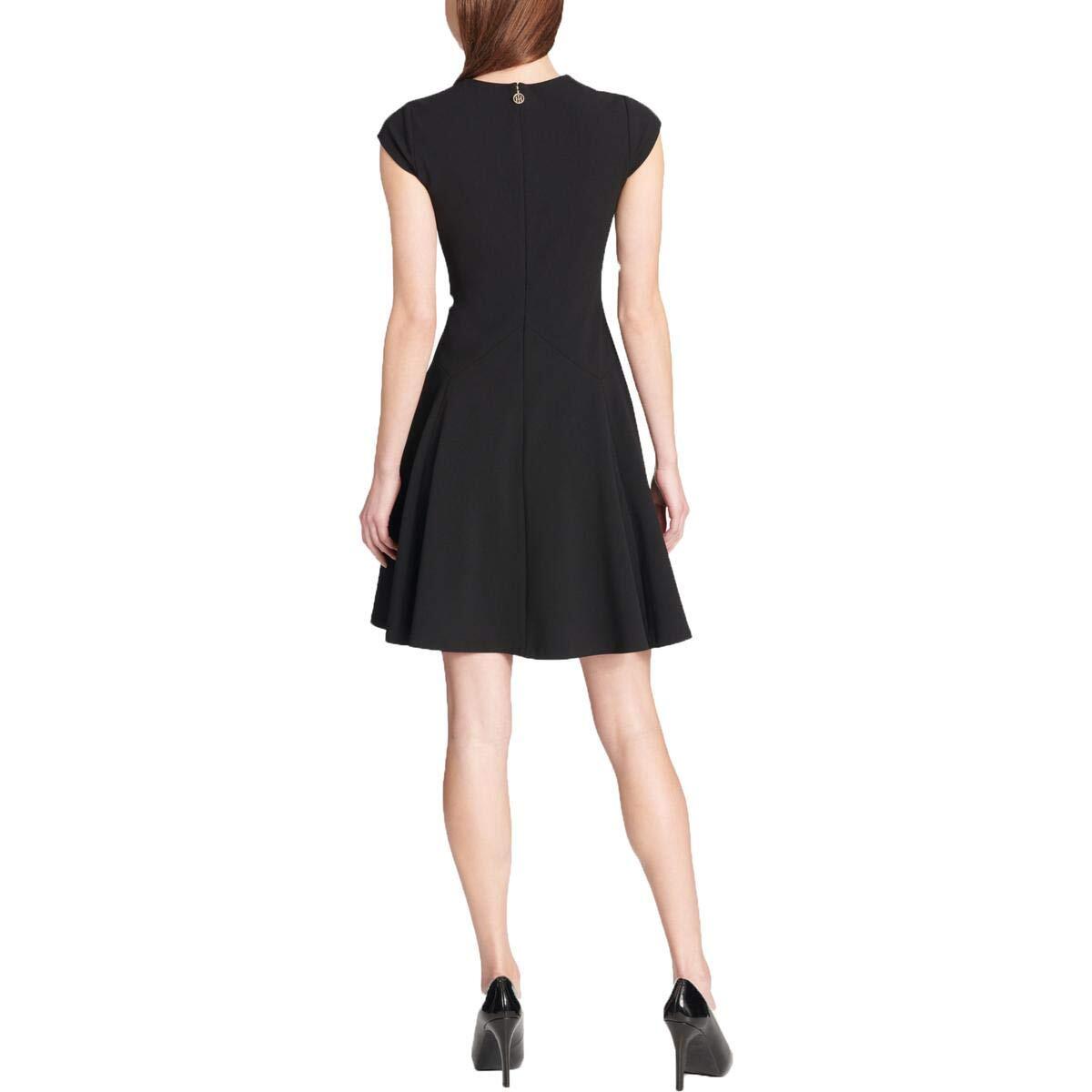 dkny black pleated dress DKNY Womens Sleeveless Pleated Sheath Dress Black 8