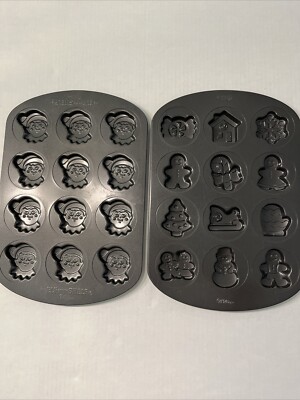 Wilton Cookie Baking Sheets Non-Stick -Elf On The Shelf & Xmas Assorted Lot of 2