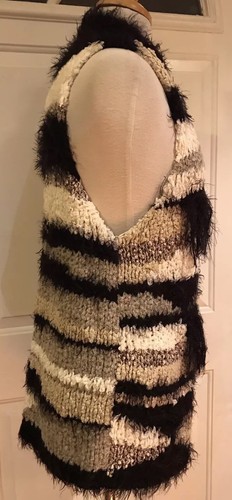 Free People Amazing Lux Cozy Knit Vest Striped Black Brown White XS New $198 - Picture 5 of 10