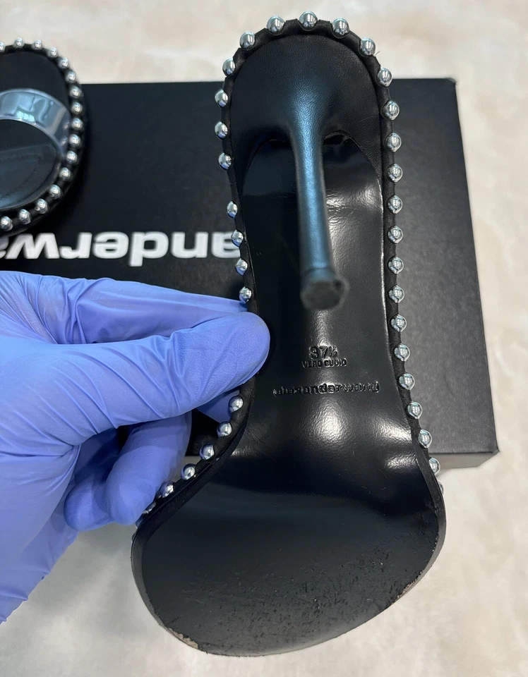 Alexander Wang Nova Mujer PVC Correa Transparente Tachuelas Cordón Negro Sandalia EE. UU. 7.5 Foto 4 de 4