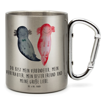 Becher Axolotl Freundin - Geschenk Outdoor große Liebe Lurch Karabiner Molch