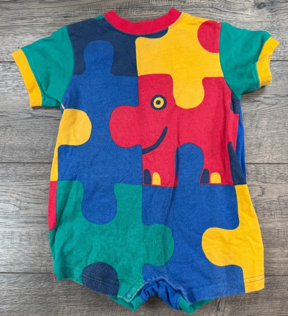 Baby Boy Clothes Vintage Gymboree Infant Dino Rhino Puzzle Romper Outfit
Opens in a new window or ta