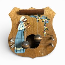Vintage Folk Art Cottage 6 Wooden Door Harp 2-String Prairie Girl Cottagecore