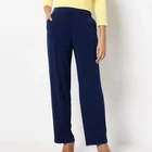 Susan Graver Size 1XP (Petite) Navy Liquid Knit Wide-Leg Pull-On Pants