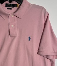 POLO RALPH LAUREN Men's Pink Short Sleeve Polo Shirt w/Blue Pony - Size Large