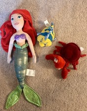Disney Store 21 Ariel Plush Soft Doll 7 Sebastian Flounder Plush Stuffed