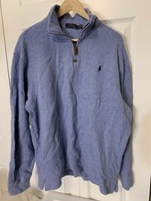 Polo Ralph Lauren Sweater Mens Sz XL Pullover Blue Pony Quarter Zip Casual