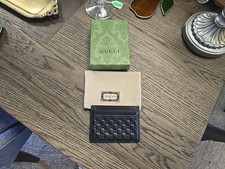 Authentic Gucci Microguccissima Black Leather Logo Card Case