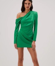 Women  s Misha Cormac One-Shoulder Long Sleeve Cocktail Mini Dress Island Green