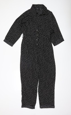 AX Paris Damen-Overall schwarz weiß gepunktet Größe 8