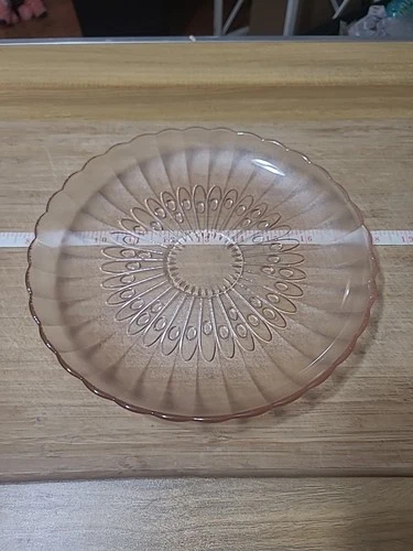 Libby Vintage Frosted Blush Pink Glass Plate Scalloped Edge