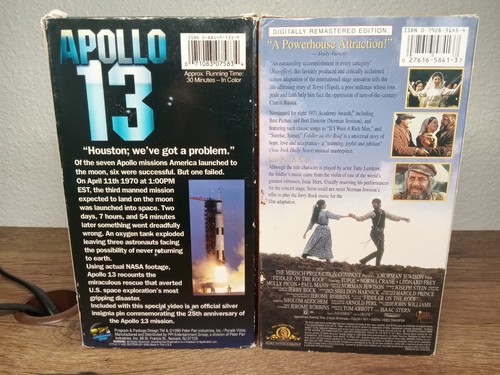 VHS Tapes- Fiddler On The Roof, Apollo 13 Video And Commemorative Pin - Picture 2 of 10