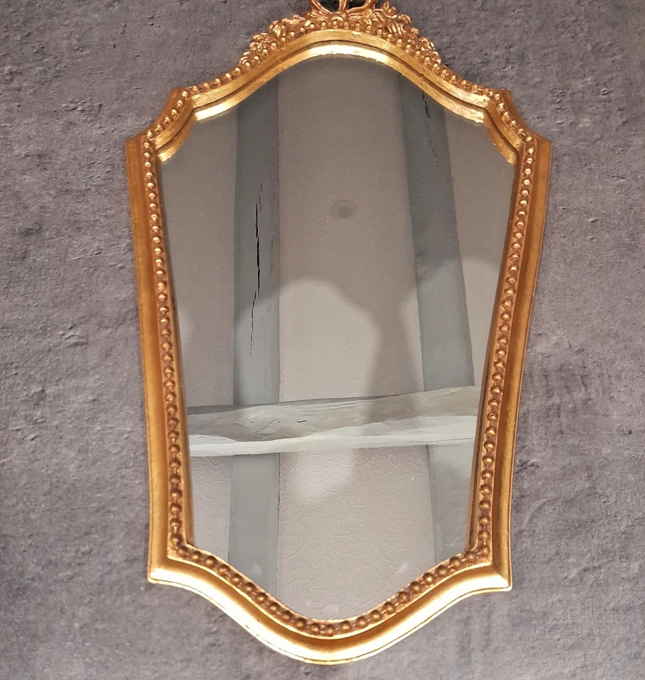 MIROIR MURAL BAROQUE DORE ET SA TABLETTE - Photo 2/4