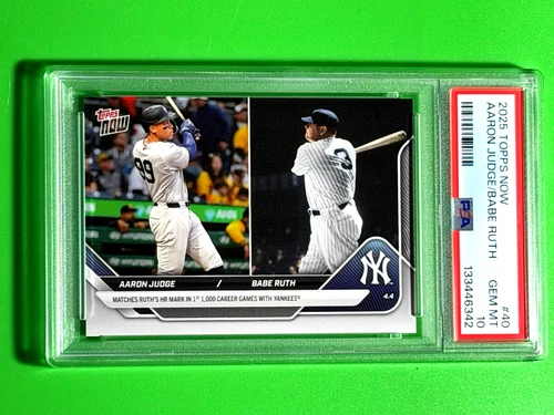 PSA 10 Gem Mint Aaron Judge/Babe Ruth 2025 MLB Topps NOW® Ruth HR Mark #40**6342