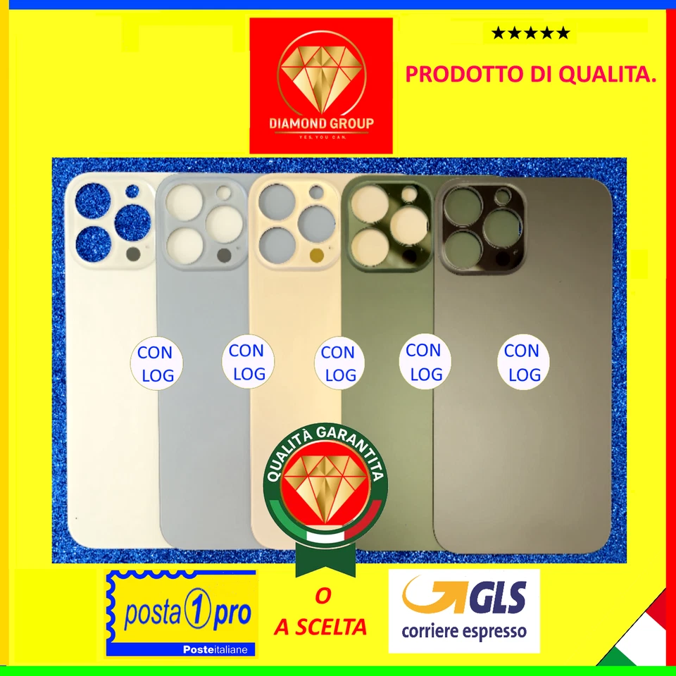 SCOCCA POSTERIORE BACK COVER VETRO+BIADESIVO IPHONE 13 PRO MAX BIG HOLE 💎