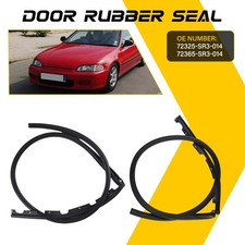 For 1992-1995 Honda Civic Black Door Seal Rubber Weather Strip Edge Trim 2pcs