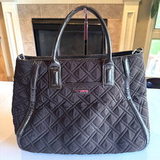 Vera Bradley Espresso Brown Quilted Convertible Satchel Shoulder Tote Bag Purse