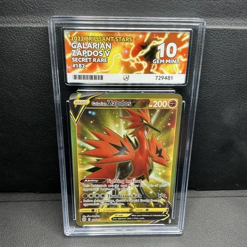 Pokémon Galarian Zapdos V 182/172 Brilliant Stars English Foil Ace 10 2022