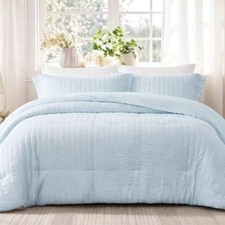 King Comforter Set 3PCS Seersucker Lightweight Bed Set for All Season,1 Elegant