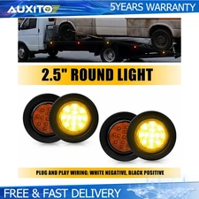 Set4 2.5" Round 13 LED Amber Light Truck Trailer Side Marker Clearance RV Flush