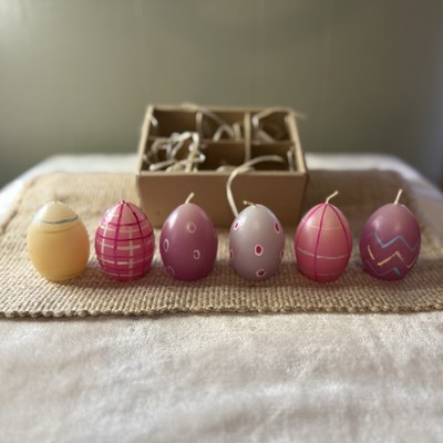 Easter Egg Shaped Candles - Set of 6 - Pastel Colors NEW