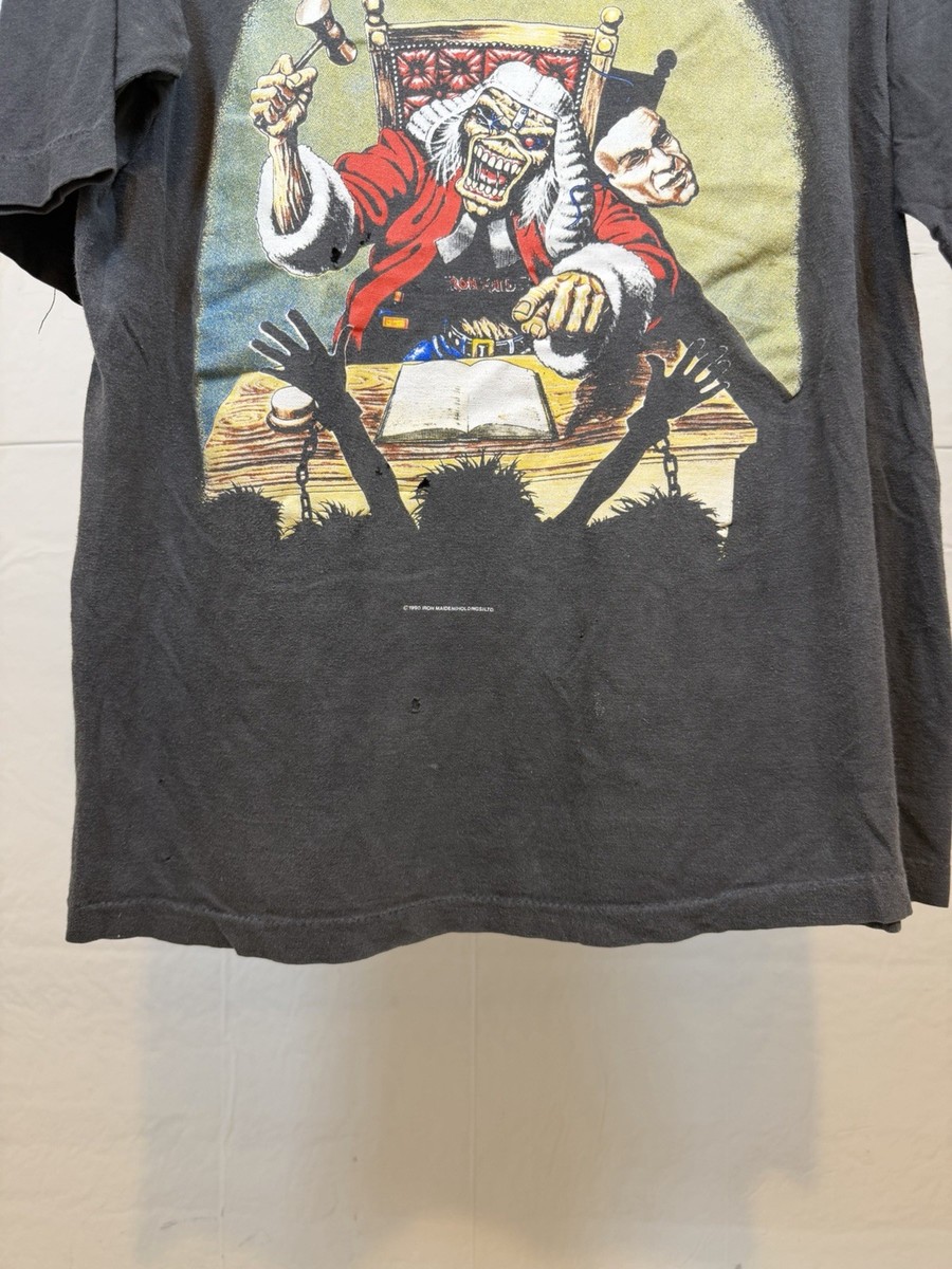 Vintage Iron Maiden Shirt 1990 XL faded Deaf Sentence First 10