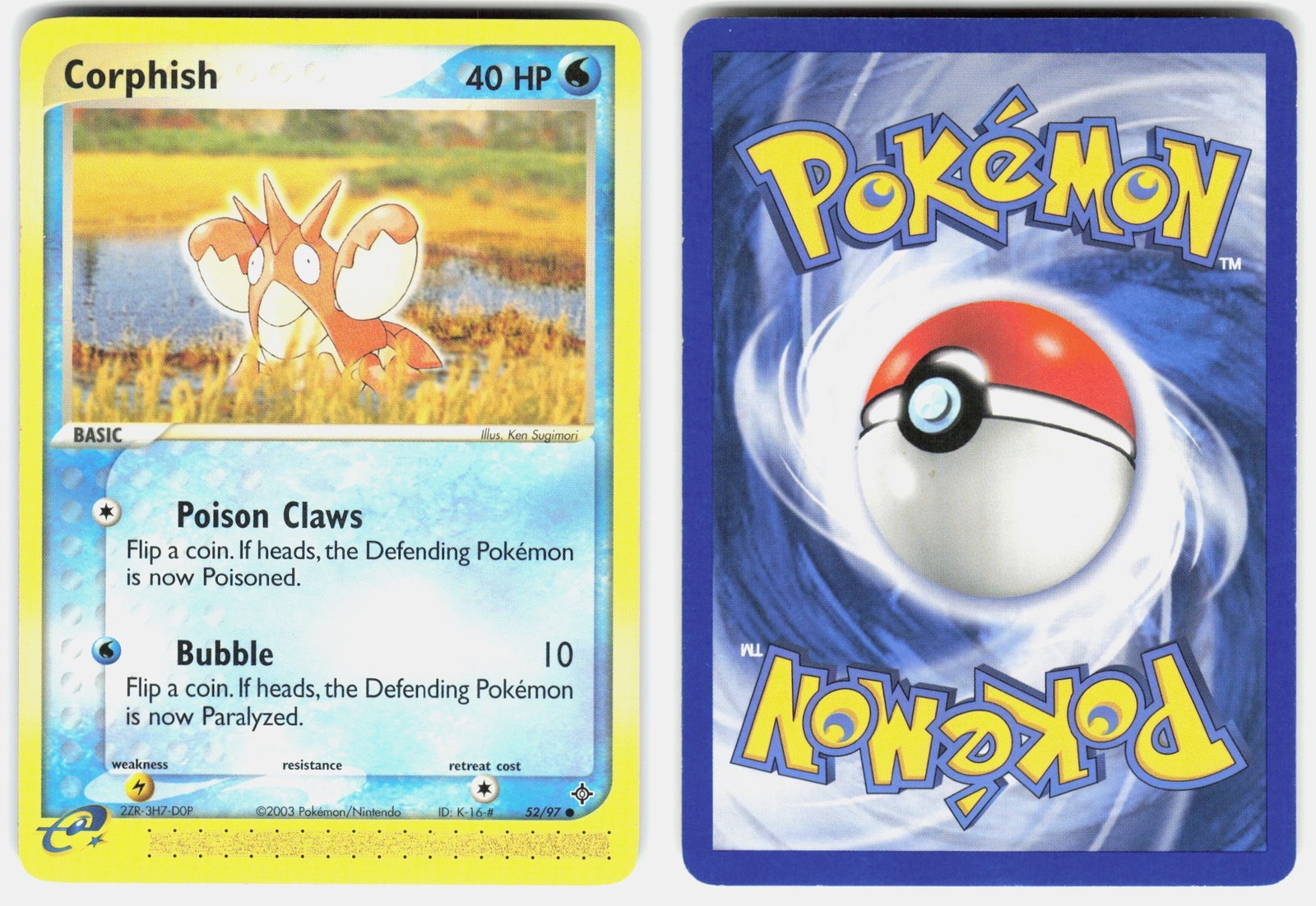 Corphish 52/97 Common Dragon Pokemon Lightly Played