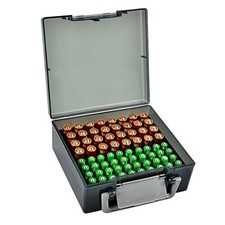 Battery Storage Organizer Holder Holds 72 AA AAA Batteries, Box Cases Grey