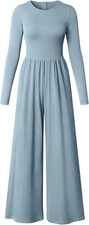 OQQ Womens Jumpsuits Dressy One Piece Outfits Long Sleeve Crew Neck Casual Wide