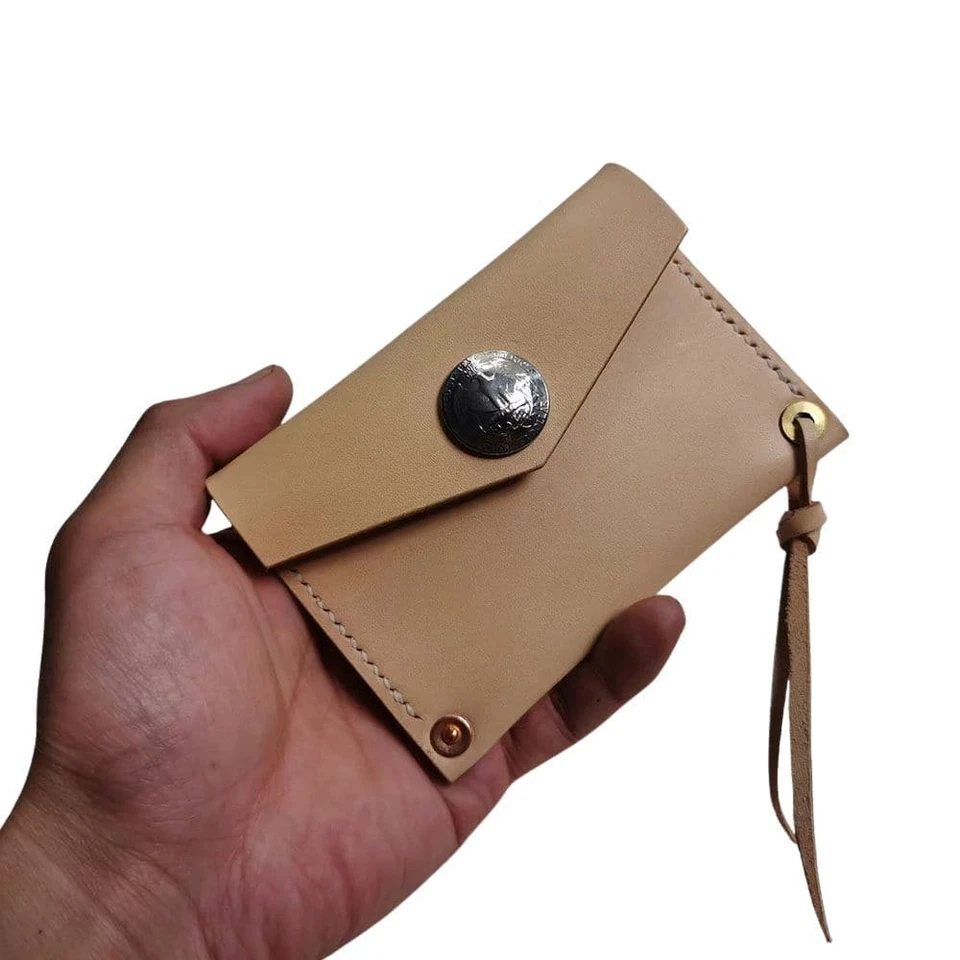 Держатель для карт ручной работы в японском стиле уникальный дизайн минималистский натуральная кожа - Изображение 3 из 4