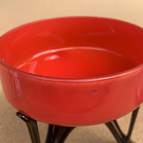 Vintage Cecoslovacchia soffiato a mano rosso nero piedi arte piatto barattolo composta - Foto 6 di 17