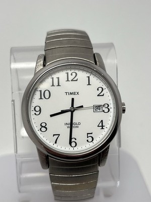 Timex Easy Reader Date Indiglo Watch WR 30m Silver 35mm Mens