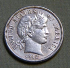 1912 D United States Silver Barber Dime Choice AU Collector Details - Lot 552