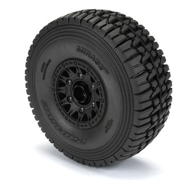 PRO1022410 1/7 MIRAGE TT TIRES MOUNTED ON 17MM RAID WHEELS BLACK (2)