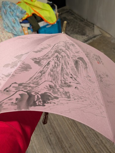 Vintage Early-Mid 1800s Japanese Umbrella Metal Frame Opal Murano/antique 