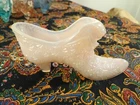 Fenton Art Glass PINK Iridescent Carnival Daisy Button Cat Slipper Shoe